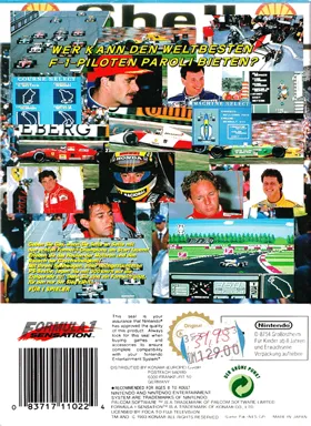 Formula 1 Sensation (Europe) box cover back